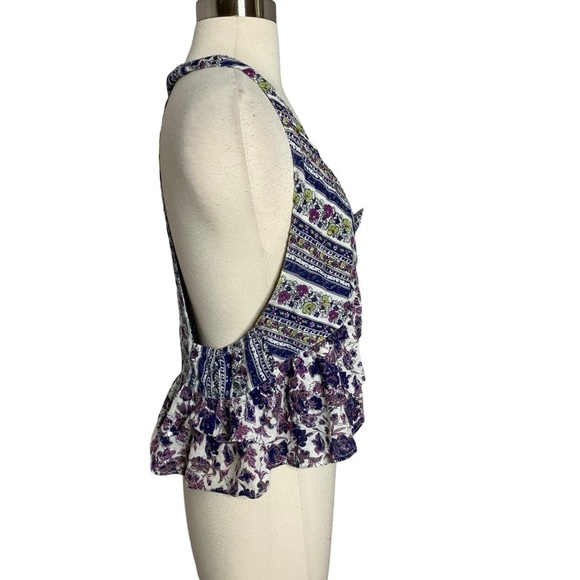 Free People Love Charm Halter Top Boho Floral Open Back S - Picture 4 of 7